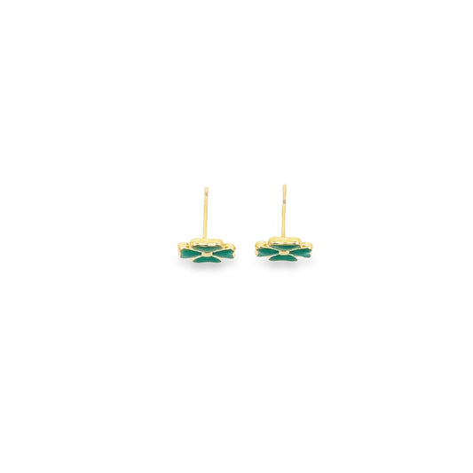 18K Gold Filled 4 Leaf Clover Flower Colorful Stud Earrings (L423)