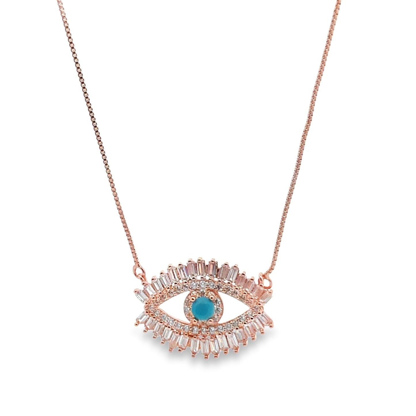 Evil Eye Dainty Necklace With CZ Stones (G109)