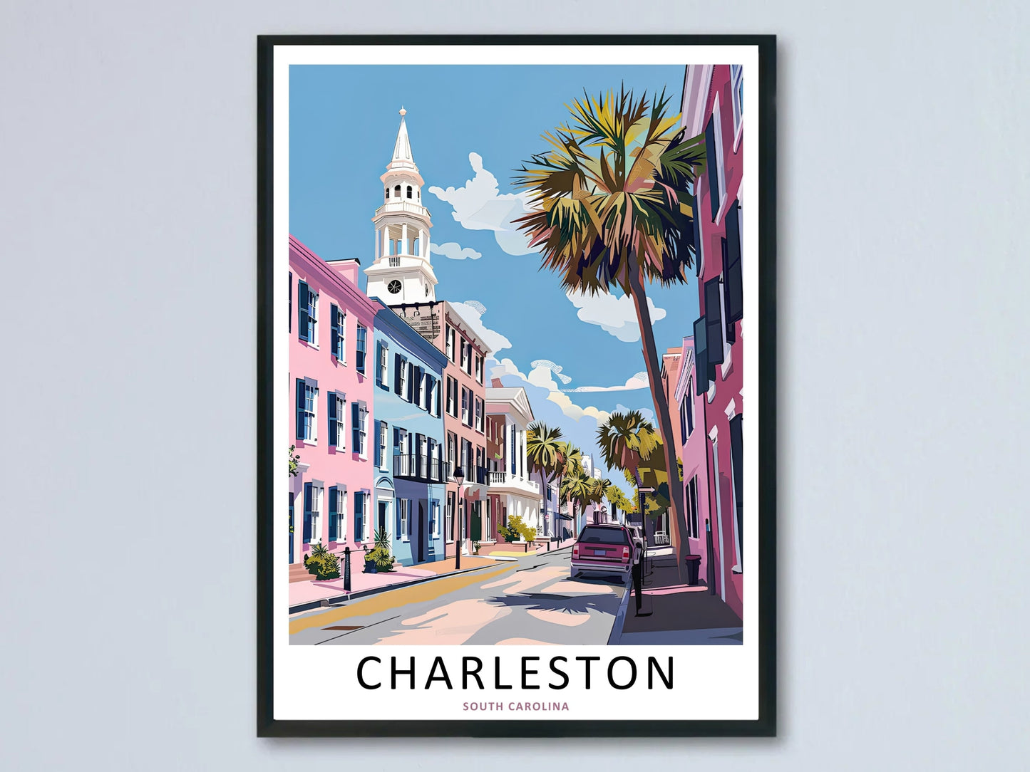 Charleston South Carolina Print: Pastel Rainbow Row Historic Wall Art