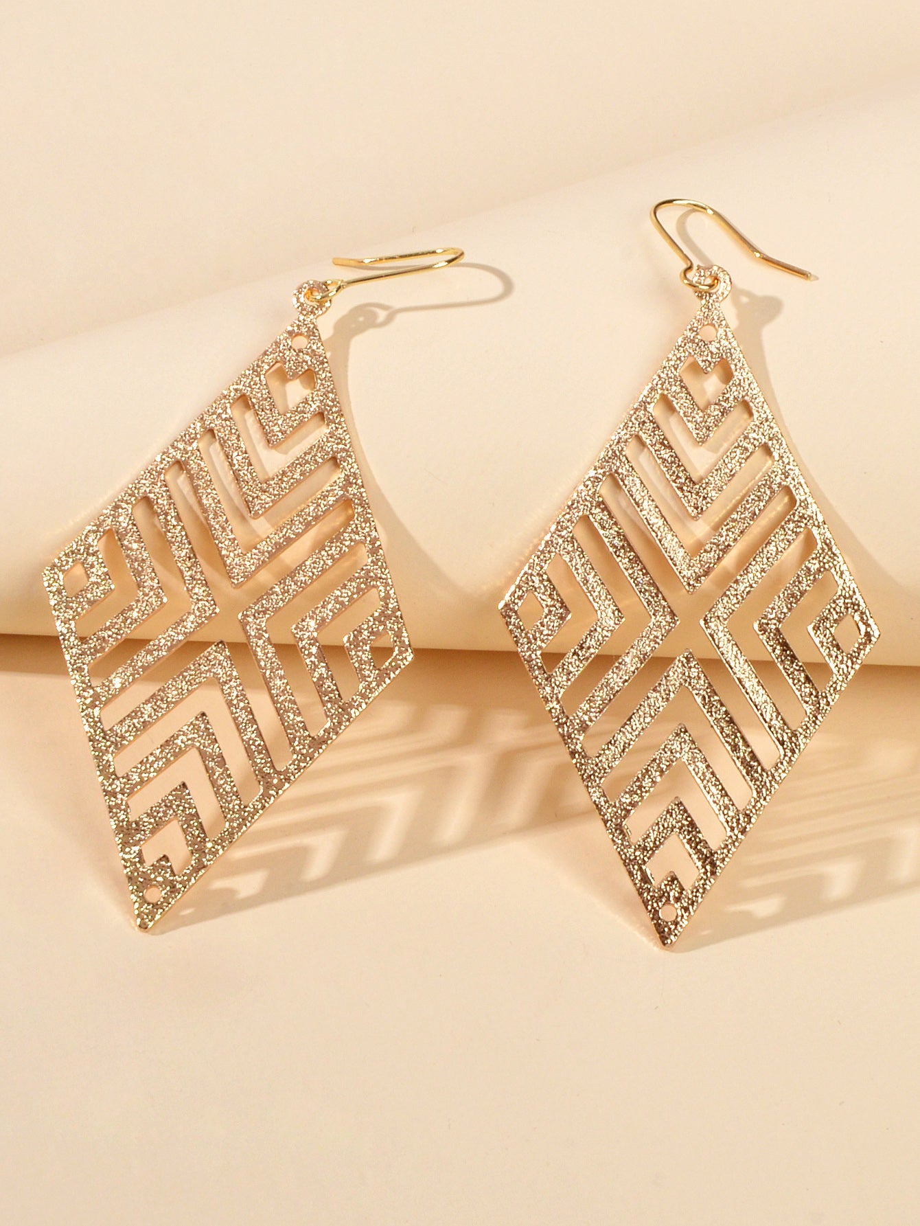 Hollow out Geometric Rhombus Drop Earrings Chic Ear Hook Boutique Jewellery