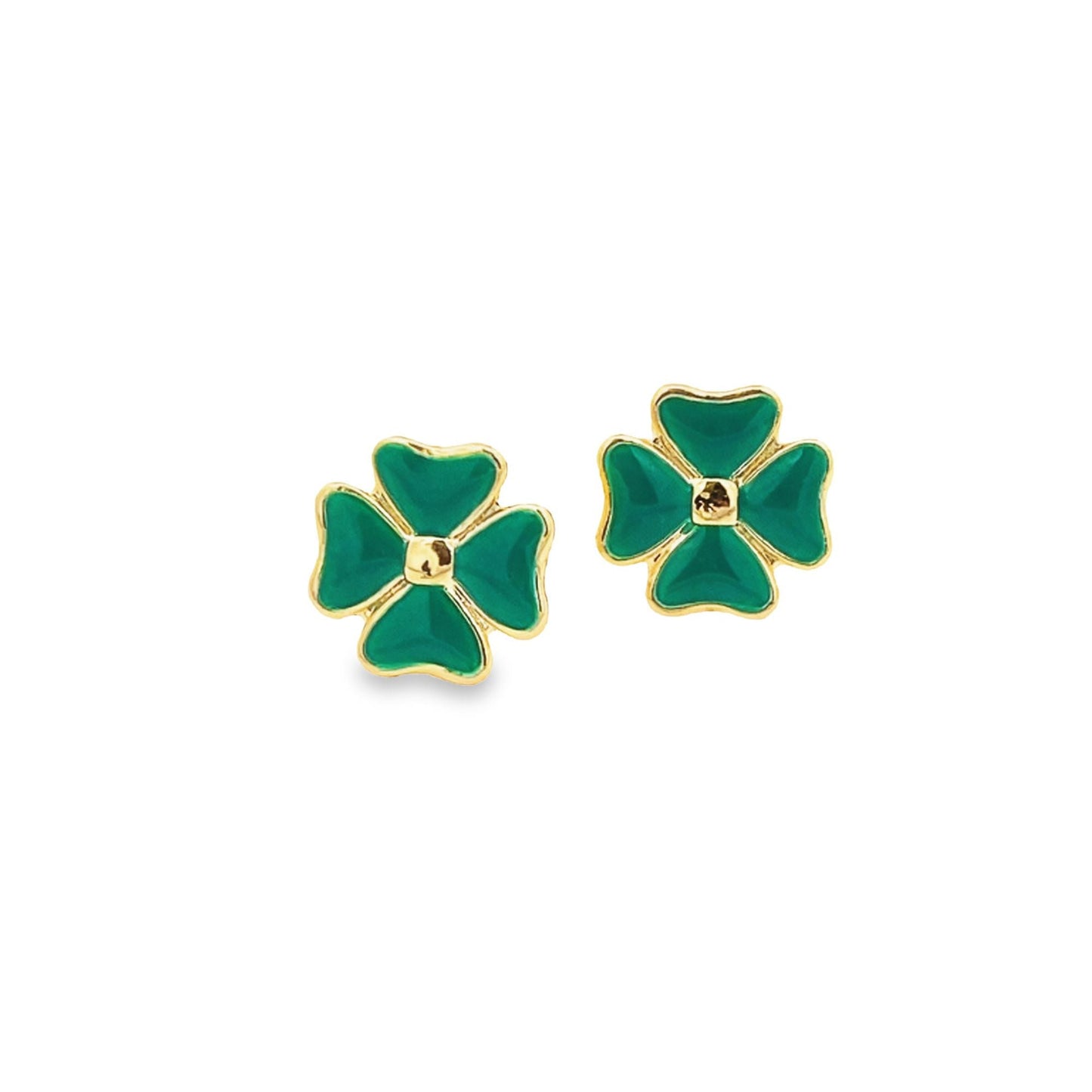 18K Gold Filled 4 Leaf Clover Flower Colorful Stud Earrings (L423)