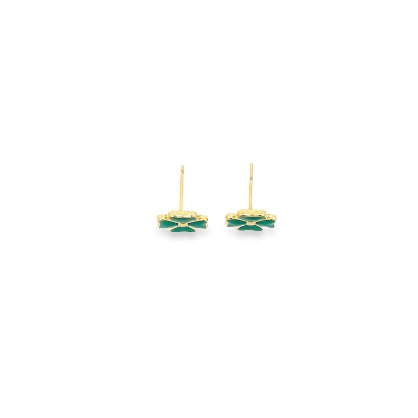 18K Gold Filled 4 Leaf Clover Flower Colorful Stud Earrings (L423)
