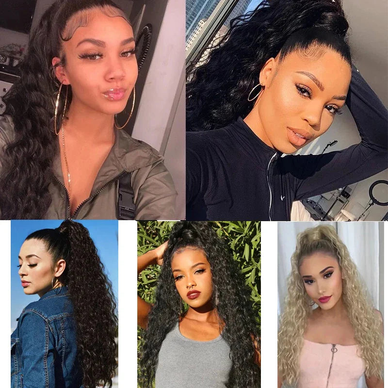 22 Inch Kinky Curly Ponytail Hair Extension