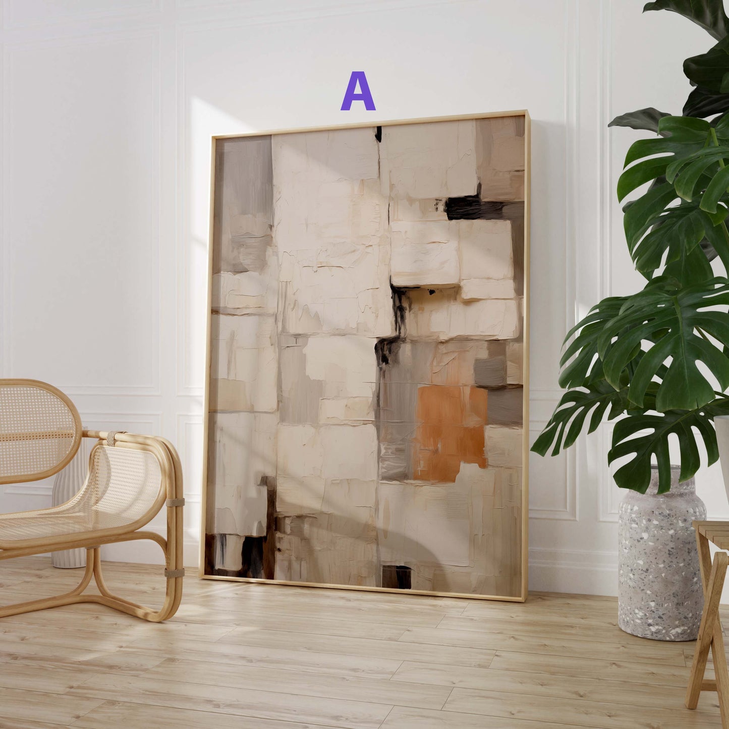 Abstrakte Beige Poster · Geschenkidee · Organische Formen und Moderne Texturkunst in Sanften Naturtönen · Dekoprint ohne Rahmen