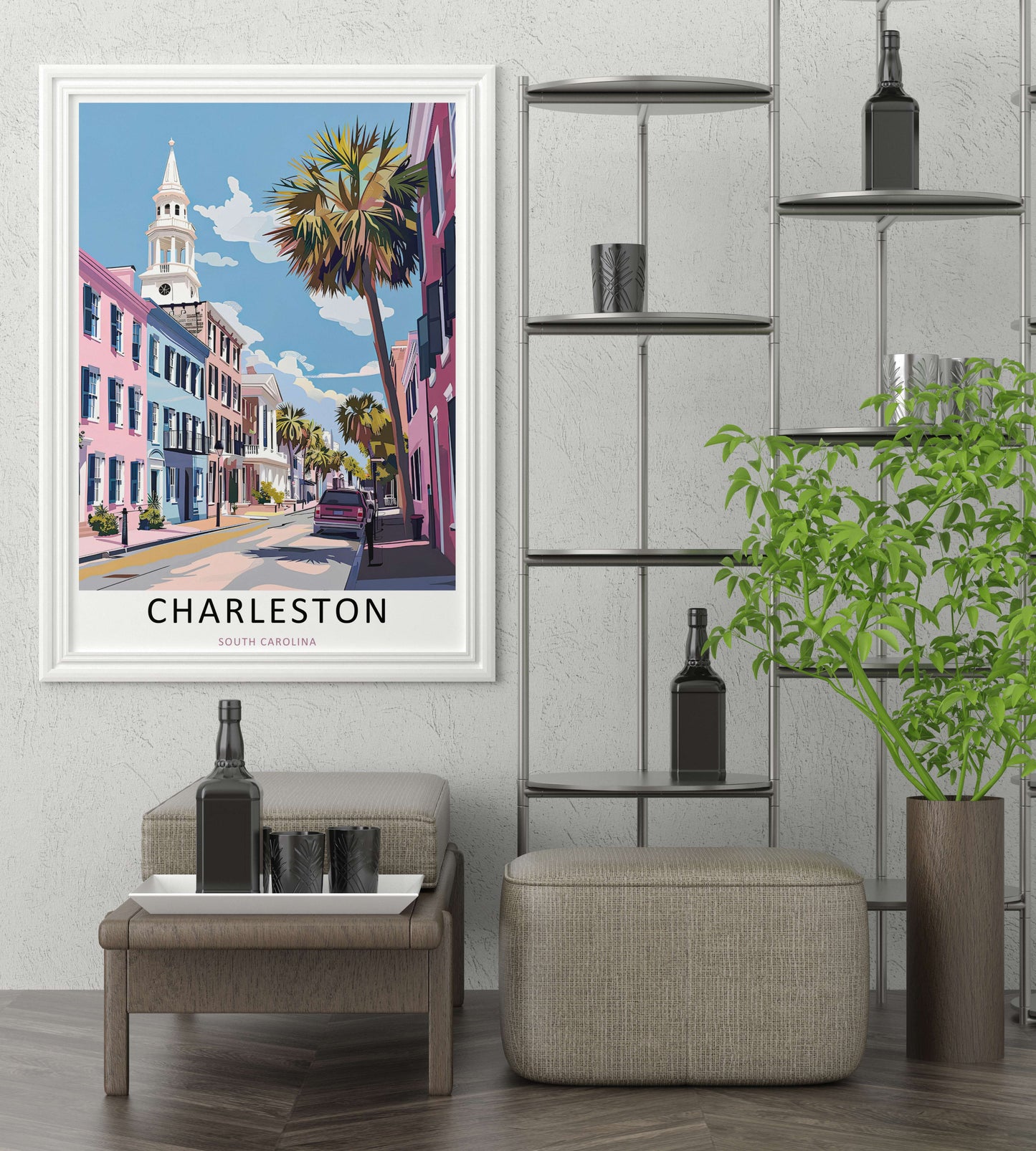 Charleston South Carolina Print: Pastel Rainbow Row Historic Wall Art