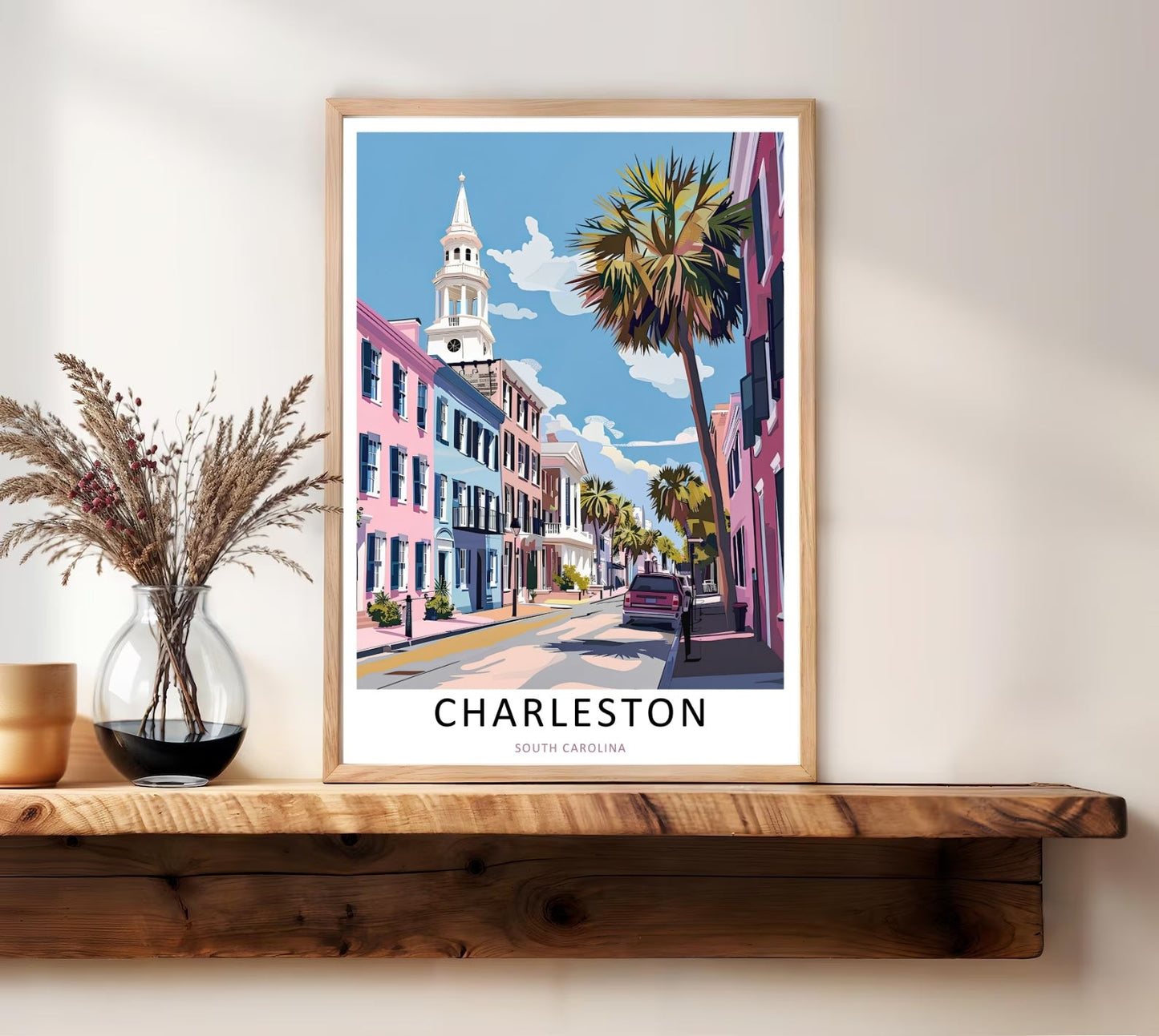 Charleston South Carolina Print: Pastel Rainbow Row Historic Wall Art