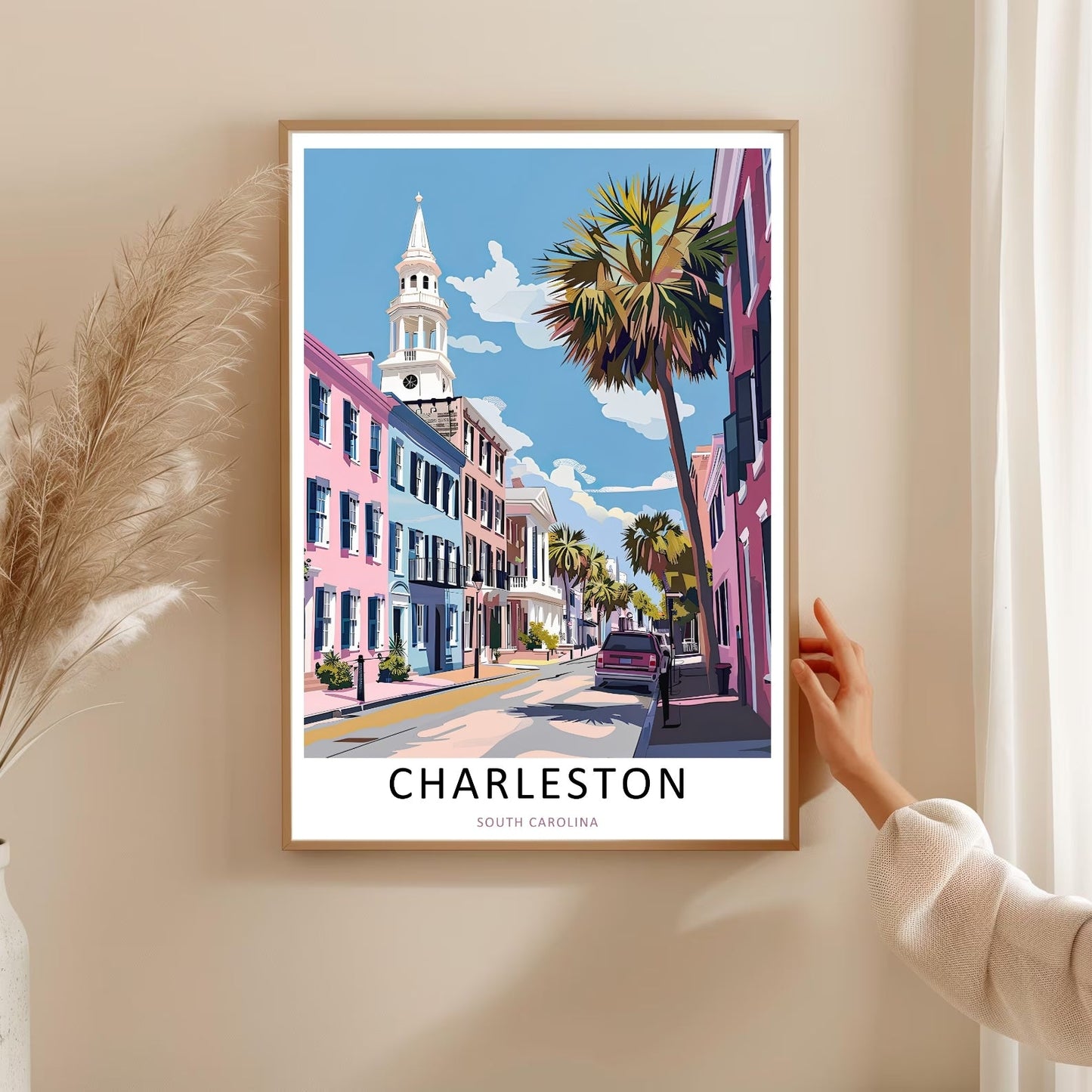 Charleston South Carolina Print: Pastel Rainbow Row Historic Wall Art