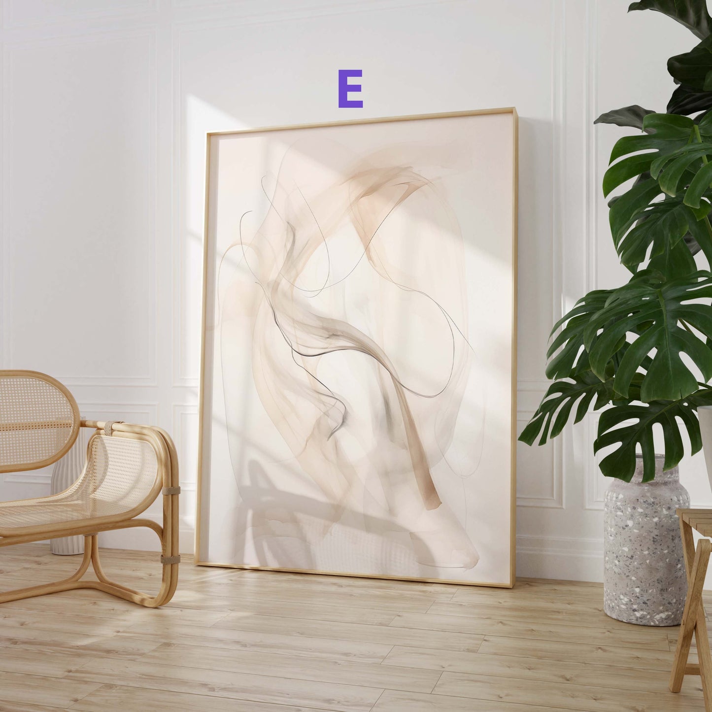 Abstrakte Beige Poster · Geschenkidee · Organische Formen und Moderne Texturkunst in Sanften Naturtönen · Dekoprint ohne Rahmen