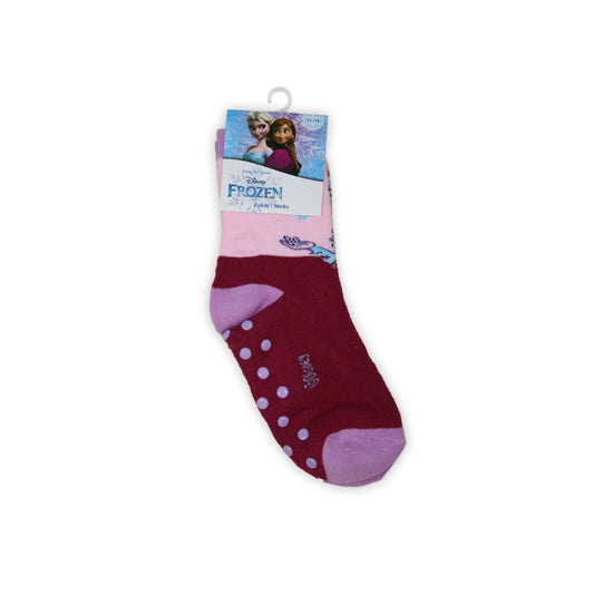 Kids' ankle socks with anti-slip - Ice magic - teliplüss - Elza pattern - burgundy-purple - 31-34