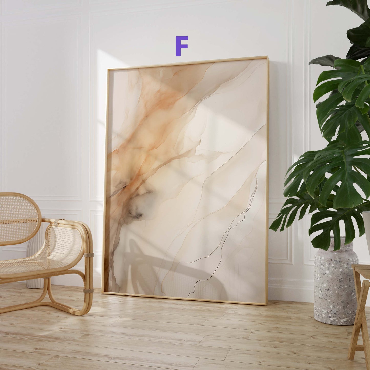 Abstrakte Beige Poster · Geschenkidee · Organische Formen und Moderne Texturkunst in Sanften Naturtönen · Dekoprint ohne Rahmen