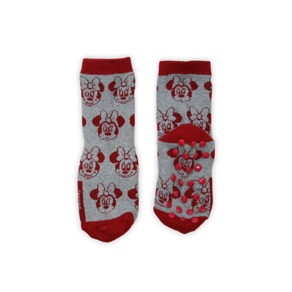 Kids ankle socks with anti-slip - Minnie Mouse - Minnie - grey - 19-22