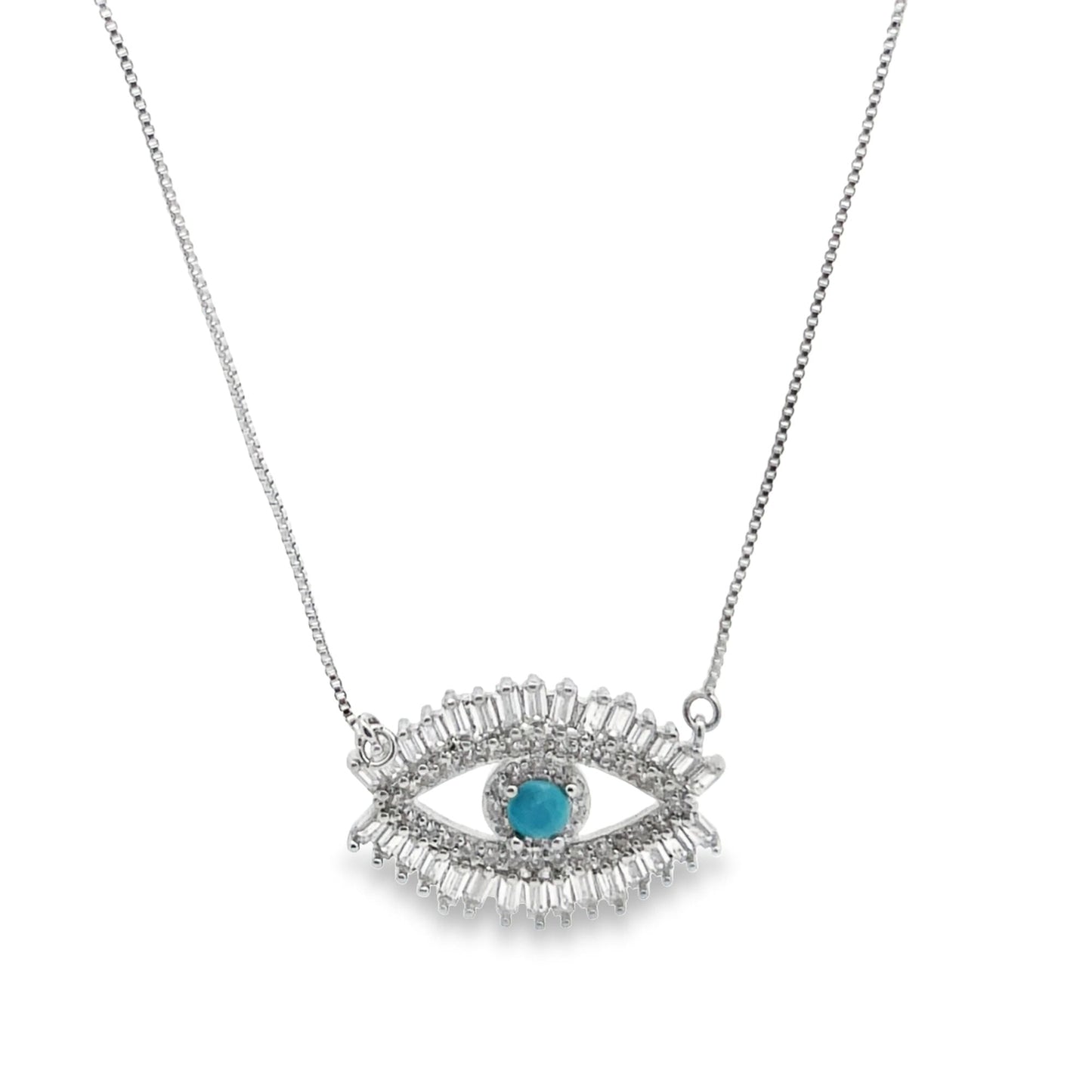 Evil Eye Dainty Necklace With CZ Stones (G109)