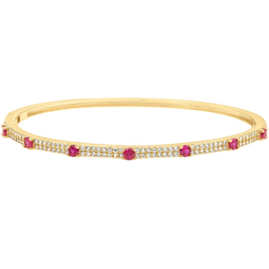 CZ Pave Colored Stone Bangle Bracelet (B111)