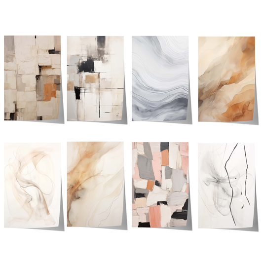 Abstrakte Beige Poster · Geschenkidee · Organische Formen und Moderne Texturkunst in Sanften Naturtönen · Dekoprint ohne Rahmen