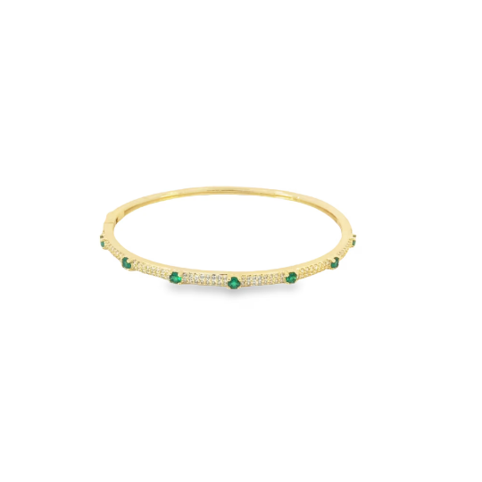 CZ Pave Colored Stone Bangle Bracelet (B111)
