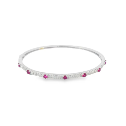 CZ Pave Colored Stone Bangle Bracelet (B111)