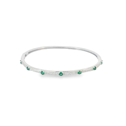 CZ Pave Colored Stone Bangle Bracelet (B111)