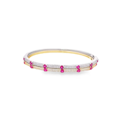 CZ Pave Colored Stone Bangle Bracelet (B111)