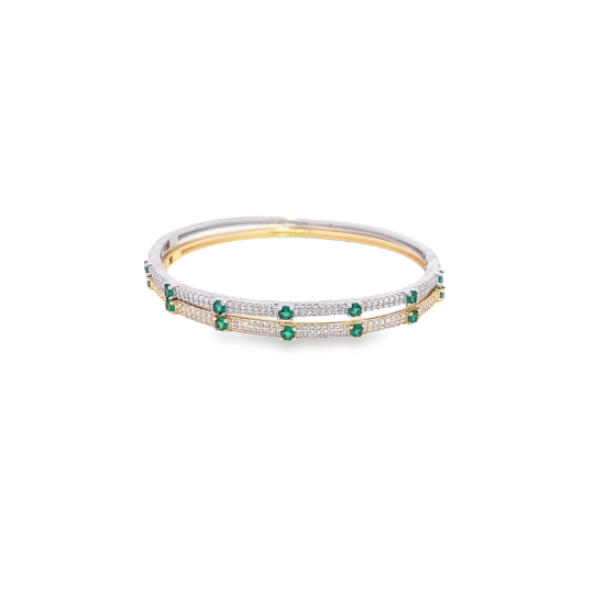 CZ Pave Colored Stone Bangle Bracelet (B111)