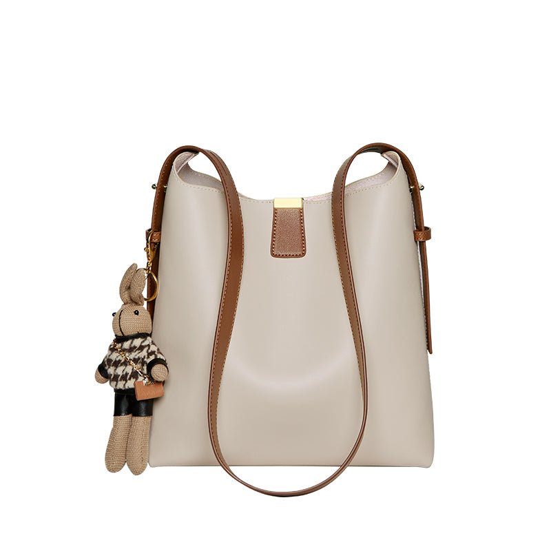 Minimalist Genuine Leather Bucket Shoulder Bag