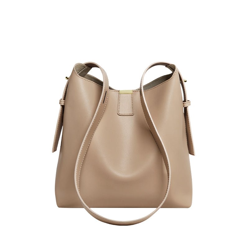 Minimalist Genuine Leather Bucket Shoulder Bag