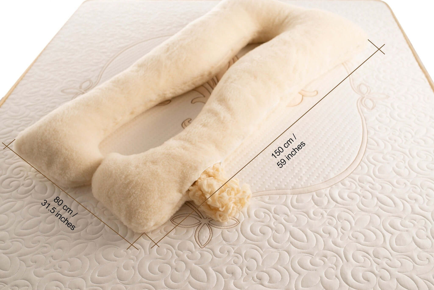 U-Shaped Merino Wool Pregnancy Pillow,  Full Body natural fibers pillow